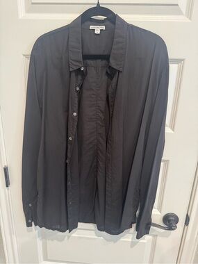 James Perse Black Lightweight Button-Up Shirt Jacket